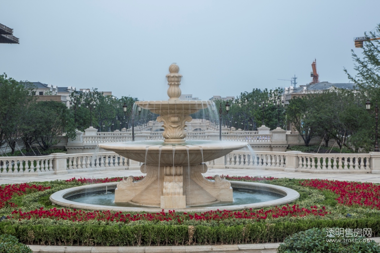 古典喷泉水景,法式穹顶亭