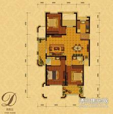 香槟国际公寓户型图 三室二厅二卫 132平米