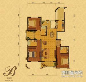 香槟国际公寓户型图 三室三厅三卫 159平米