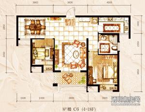 中粮方圆府户型图 C6户型87方2室2厅1卫