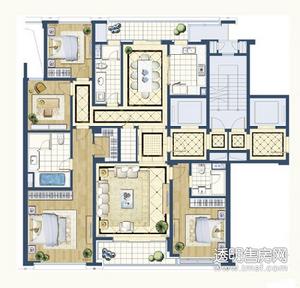 西溪诚园户型图 绿城西溪诚园正信苑H户型4室2厅3卫1厨-203