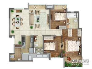桦枫居户型图 H户型三室两厅129平米