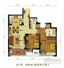 东方花城户型图 1号楼2号楼B户型-89㎡