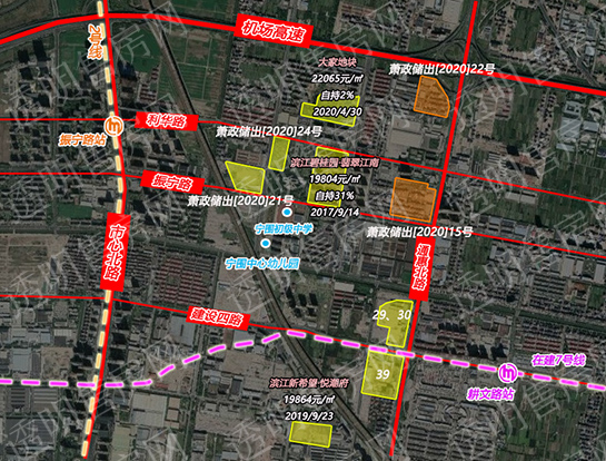 萧政储出[2020]15、21、22、24号宁围4宗地区位图